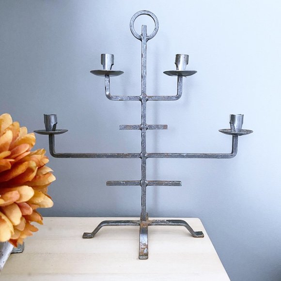 Vintage - Boström Other - Boström MCM Brutalist Wrought Iron Candle Holder Candelabra Metal Sweden 1940s